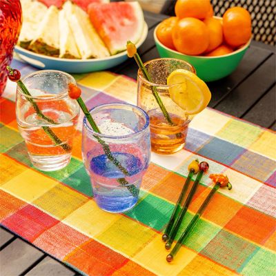 Assorted Fruit Glass Swizzle Stick Set of 6