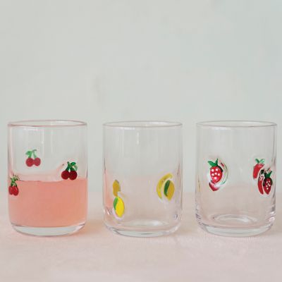 Fruit Motif Drinking Glass Assorted Set of 6