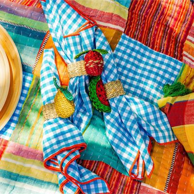 Assorted Fruit Seagrass Napkin Ring Set of 4