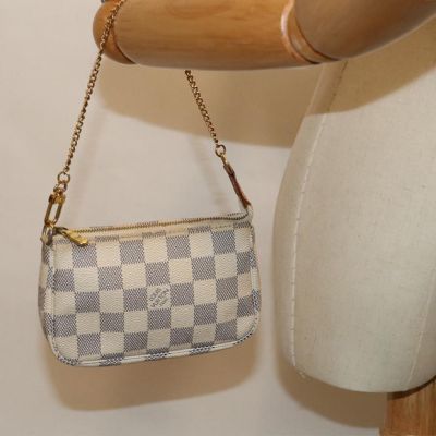 Authentic Louis Vuitton - Damier Azur - Mini Pochette Accessories Handbag
