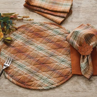 Autumn Accents Plaid Quilted Round Placemat Set of 4