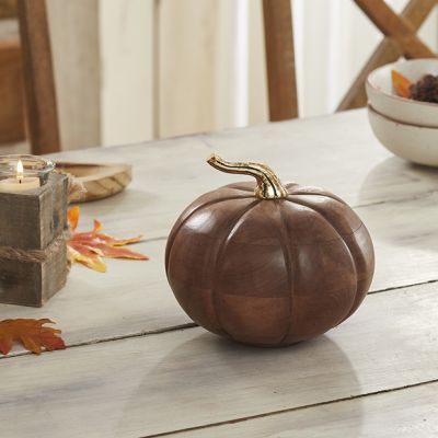 Autumn Chestnut Wooden Heirloom Pumpkin