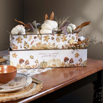 Autumn Harvest Galvanized Decorative Bins Set of 2