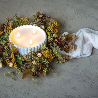 Autumn Harvest Pumpkin and Berry Candle Ring Set of 2