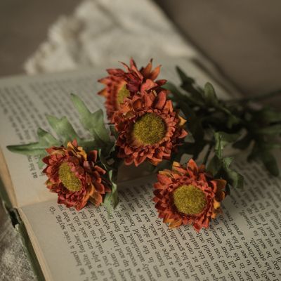 Autumn Hue Faux Strawflower Stem