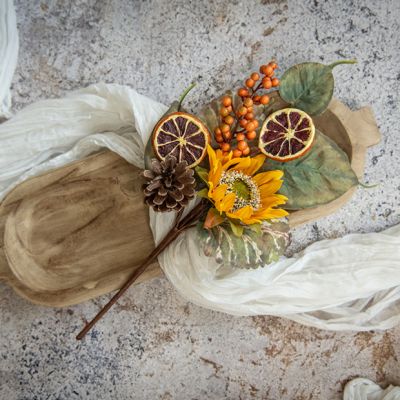 Autumn Hues Faux Sunflower and Orange Slice Pick