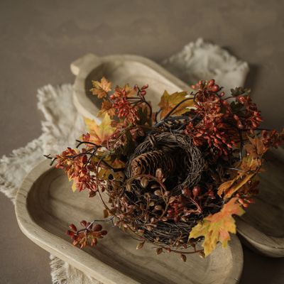 Autumn Leaves and Berries Decorative Bird Nest
