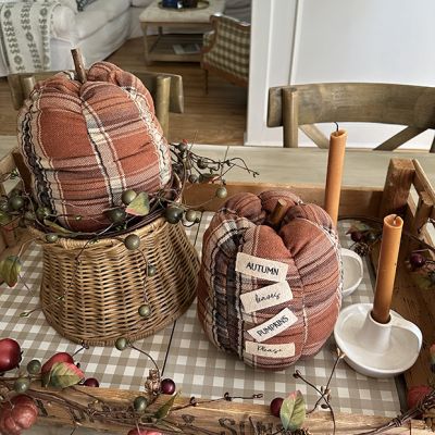 Autumn Leaves Fall Plaid Pumpkin