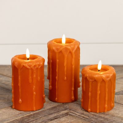 Autumn Orange Flameless Pillar Candle