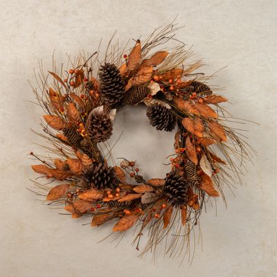 Autumn Orange Pine Wreath