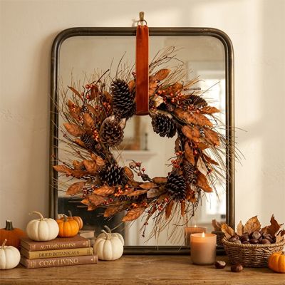 Autumn Orange Pine Wreath