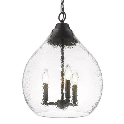 Textured Glass Dome Pendant with Matte Black Finish