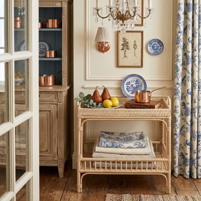 Bamboo and Rattan Accent Table With Shelf