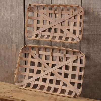 Bamboo Tobacco Basket With Clips Set of 2