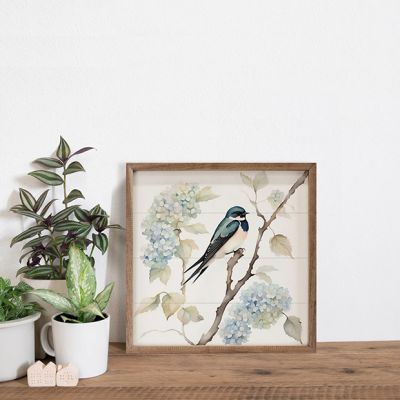 Barn Swallow On Hydrangea Bush Wall Art
