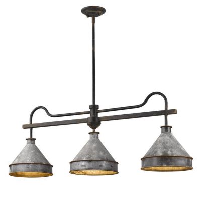 Rustic Homestead Linear Pendant Antique Black With Galvanized Steel Shade
