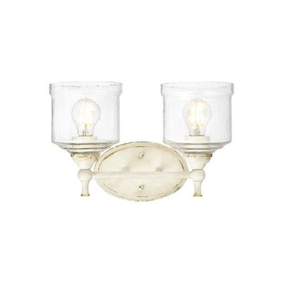 Hammered Water Glass Shade 2 Light Vanity Sconce Antique Ivory