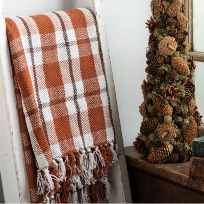 Fall Plaid Farmhouse Throw Blanket