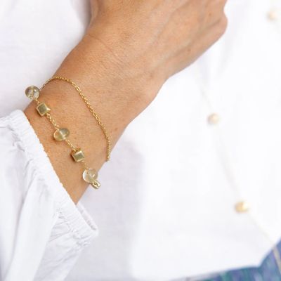 Bead Accented Gold Chain Bracelet