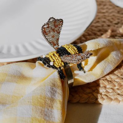 Beaded Bee Napkin Ring Set of 4