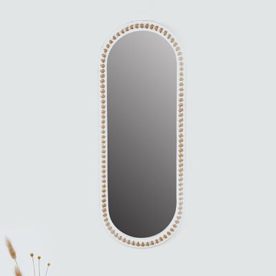 Beaded Oval Chic Farmhouse Wall Mirror