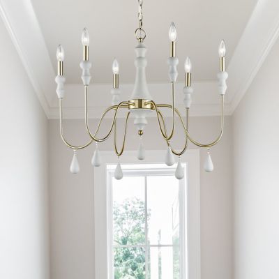 Beaded Tear Drop 6 Light Chandelier