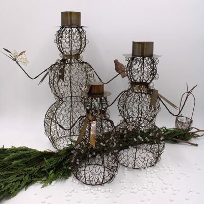 Beaded Wire Snowman Set of 3