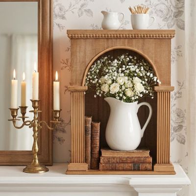 Beaded Wood Arched Curio Cabinet