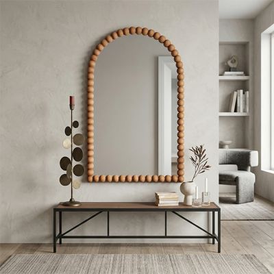 Beaded Wood Arched Frame Wall Mirror