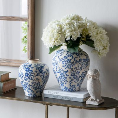 Beautiful Blue Floral Ceramic Vase One of Each