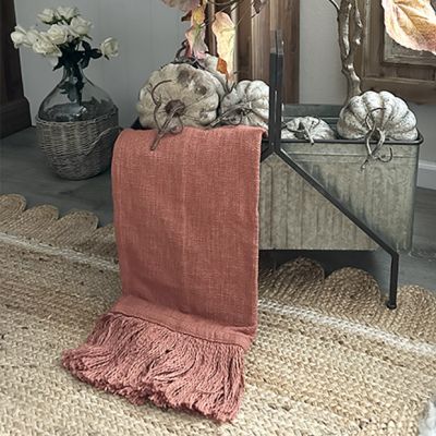 Beautiful Boho Fringed Rust Throw Blanket