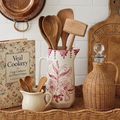 Beautiful Botanical Hand Painted Stoneware Pitcher