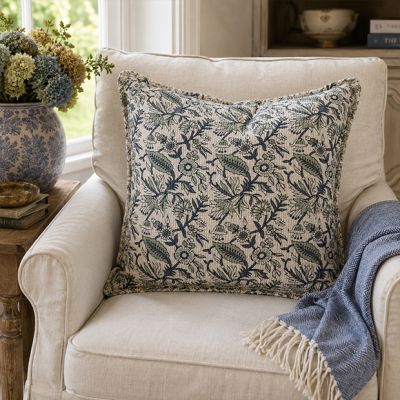 Beautiful Botanical Print Accent Pillow Cornflower