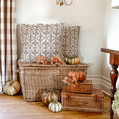 Beautiful Botanical Print Accent Pillow Millet