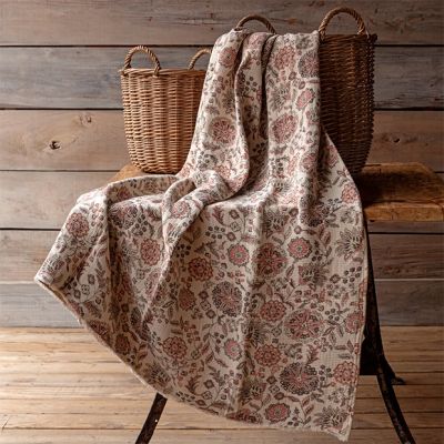 Beautiful Botanical Print Throw Blanket Fennel