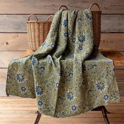 Beautiful Botanical Print Throw Blanket Plumbago
