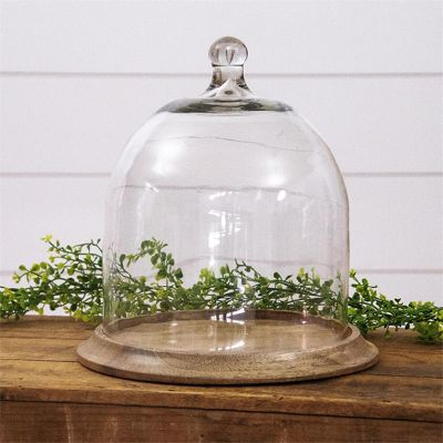 Bell Cloche On Round Wood Base