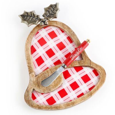 Bell Serving Tray With Knife Set