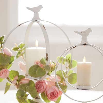 Bird Finial Pedestal Candle Holder Set of 2