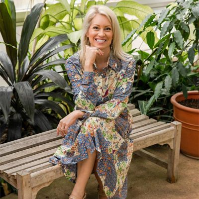 Birds and Botanicals Silk High Low Shirt Dress