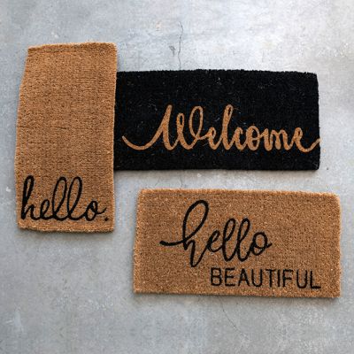 Black Calligraphy Message Door Mat