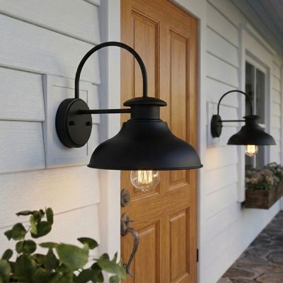 Black Dome Outdoor Wall Sconce Set of 2