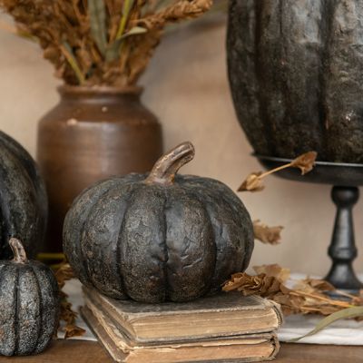 Black Pumpkin Tabletop Decor 6 inch