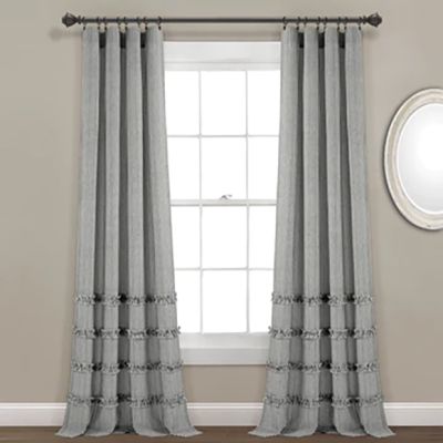 Black Stripe Ruffled Curtain Panel Set of 2