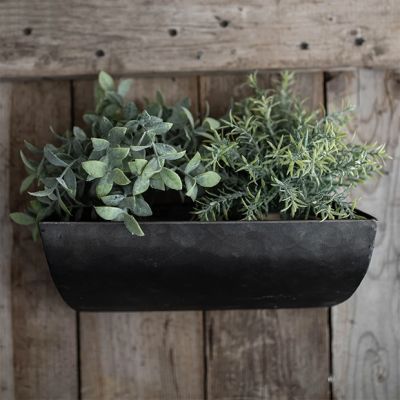 Black Washed Galvanized Metal Trough Planter