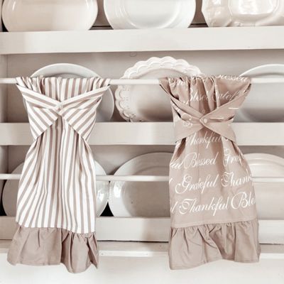 Blessed Thankful Grateful Ruffled Kitchen Towel Set of 2