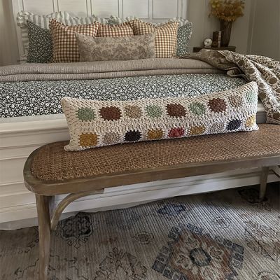 Block Pattern Crocheted Lumbar Pillow