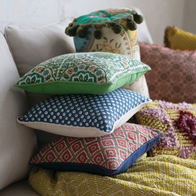 Block Print Pattern Accent Pillow Set of 3
