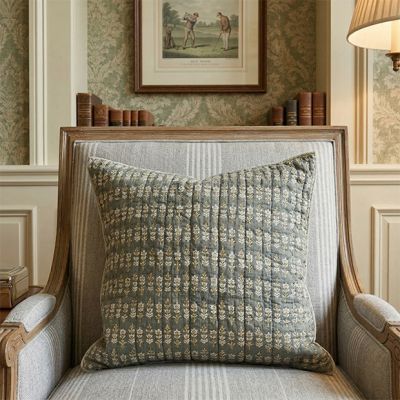 Blossom Floral Block Print Green Euro Sham