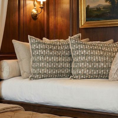 Blossom Floral Block Print King Green Sham